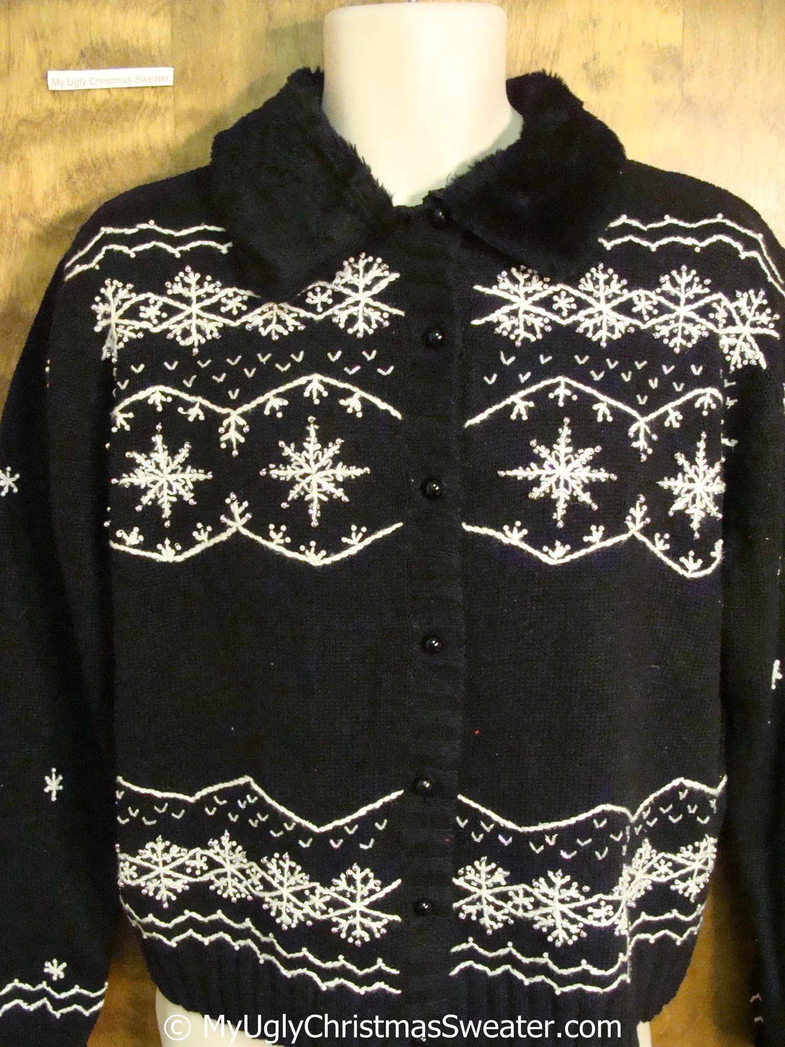 Black Nordic Snowflakes Ugly Christmas Sweater