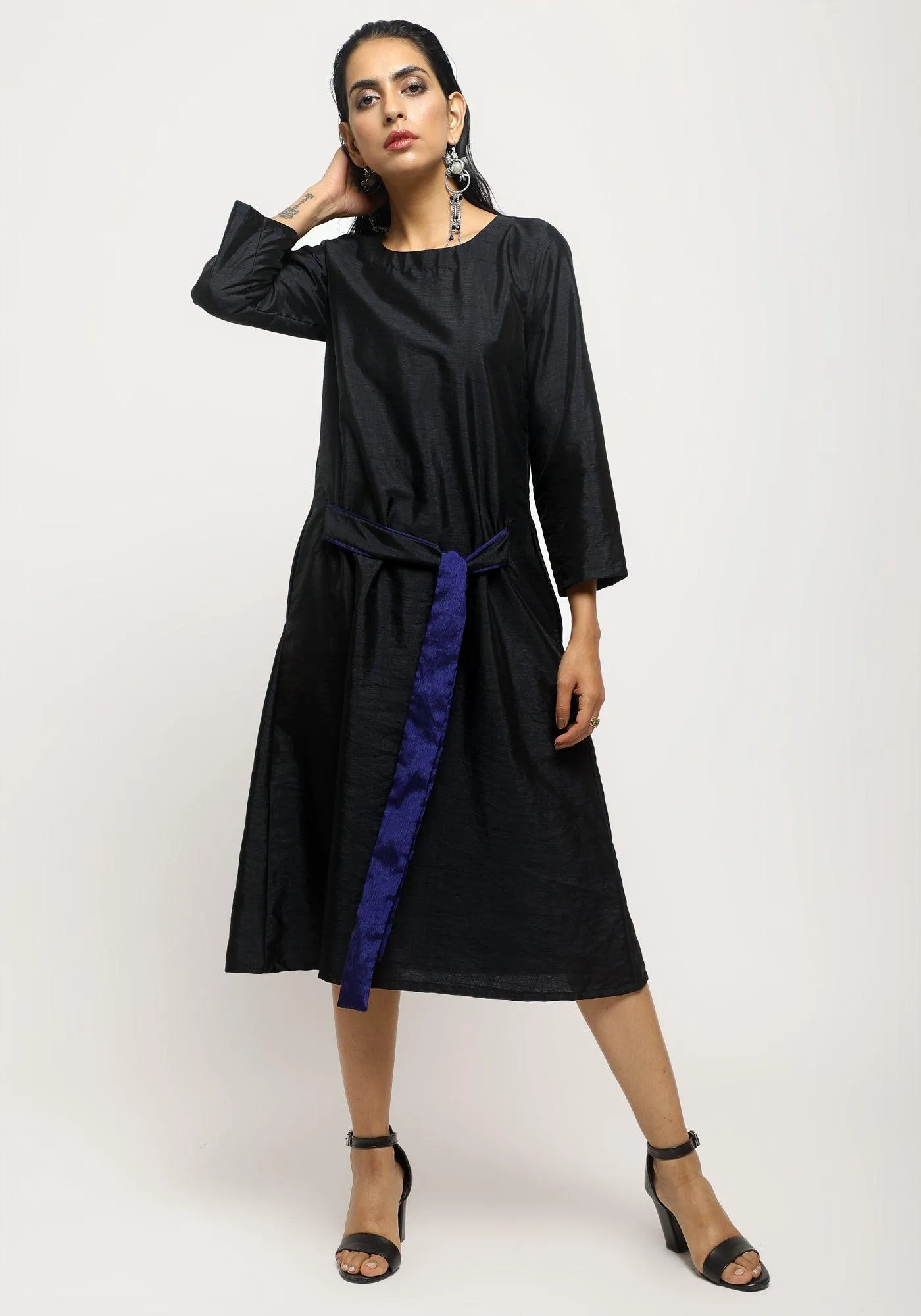 Blue Black Jacket Dress Set