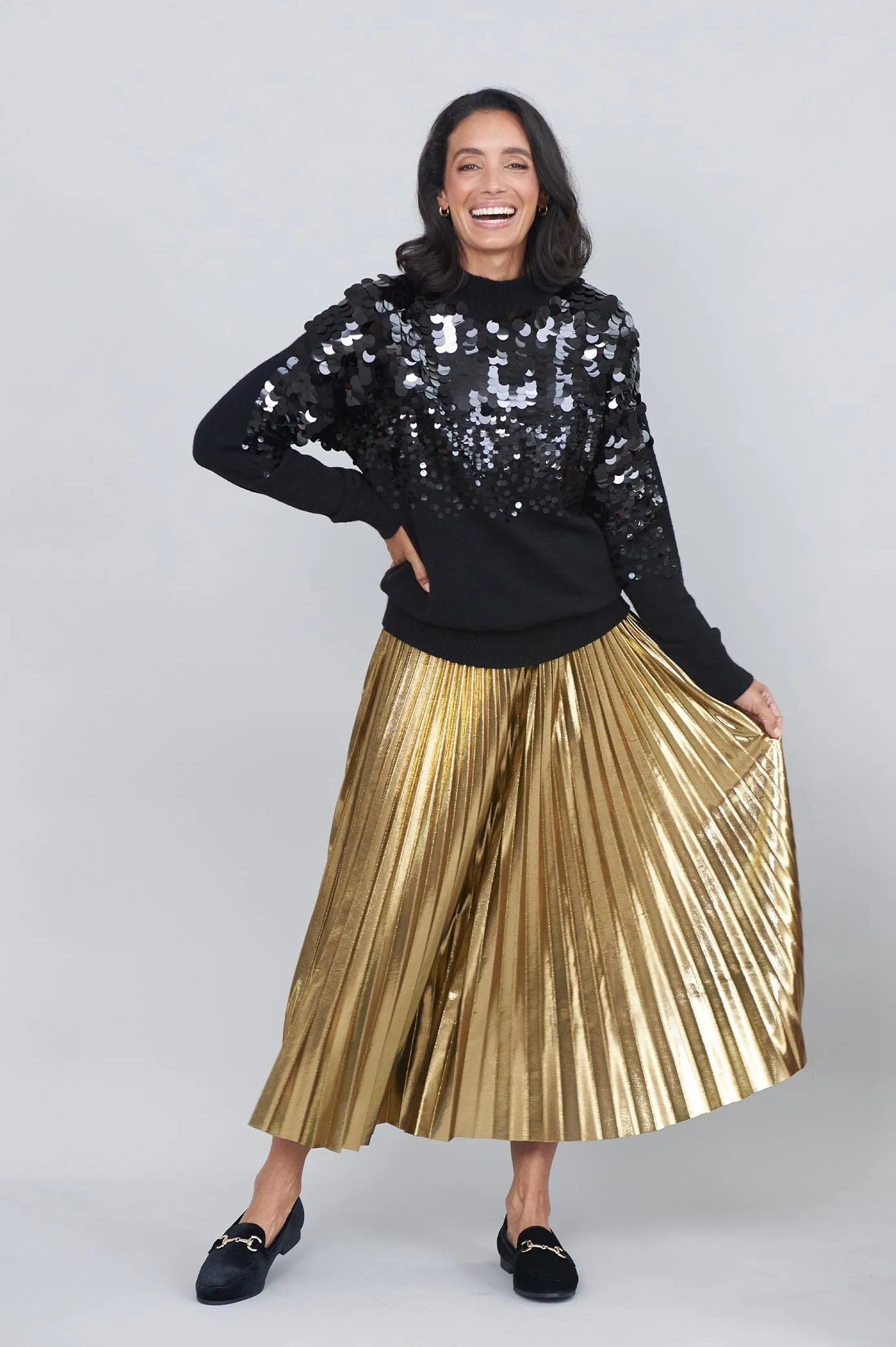 Caitlin Pleated Skirt Gold