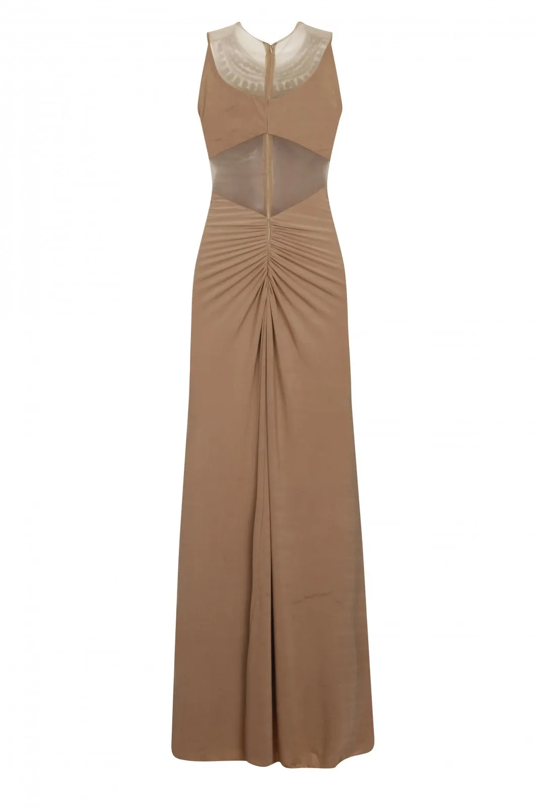 Carmen Nude Jewel Mermaid Fishtail Maxi Dress