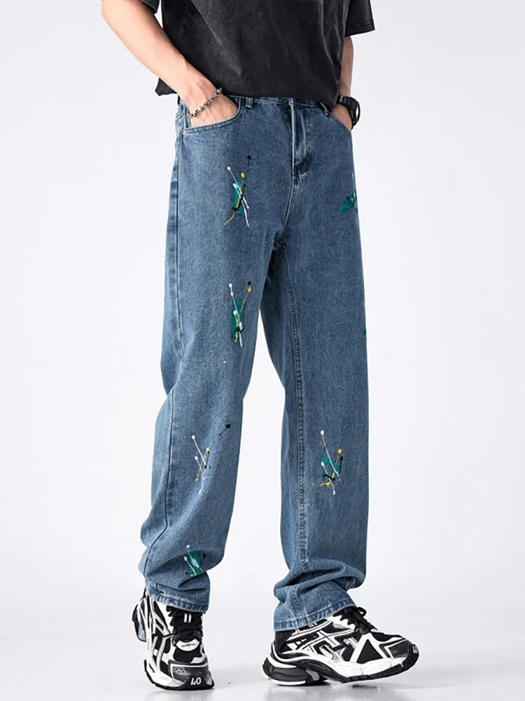 Casual Print Straight-Leg Jeans