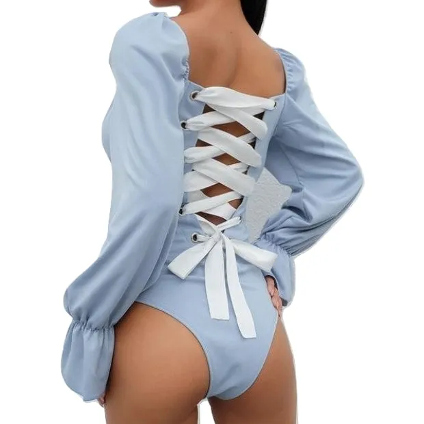 Corset Back Onesie (Up to 5XL   3 Colors)