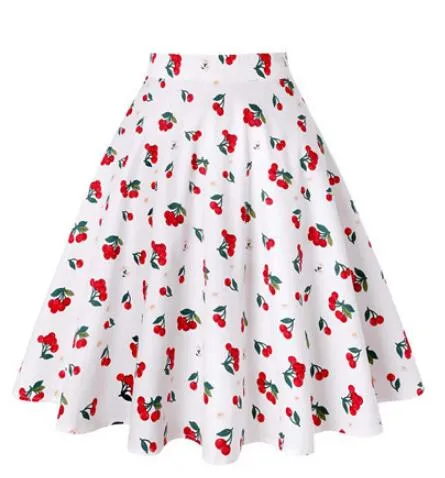 Daily Casual Cotton Midi Skirt Women Retro Vintage Sundress Spring Summer High Waist Office Korean School Cotton A-line Skirts