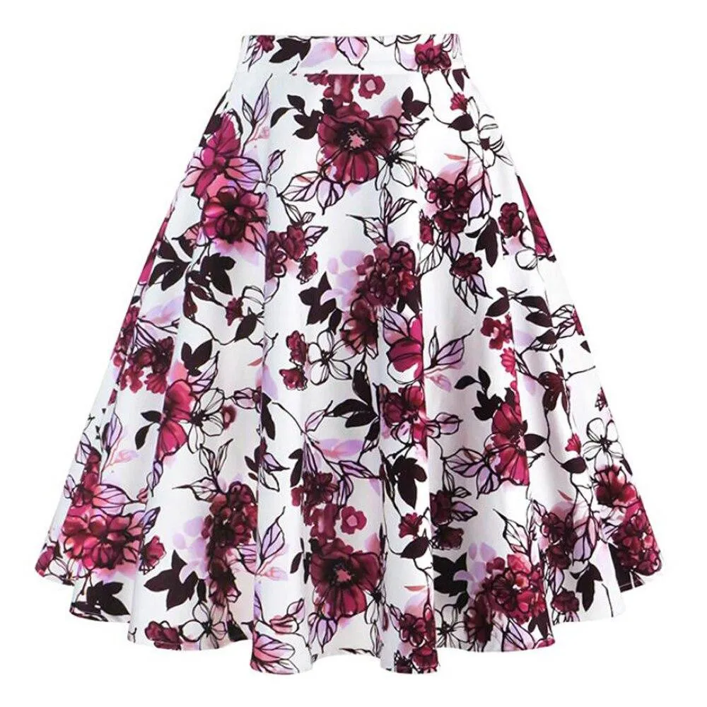 Daily Casual Cotton Midi Skirt Women Retro Vintage Sundress Spring Summer High Waist Office Korean School Cotton A-line Skirts