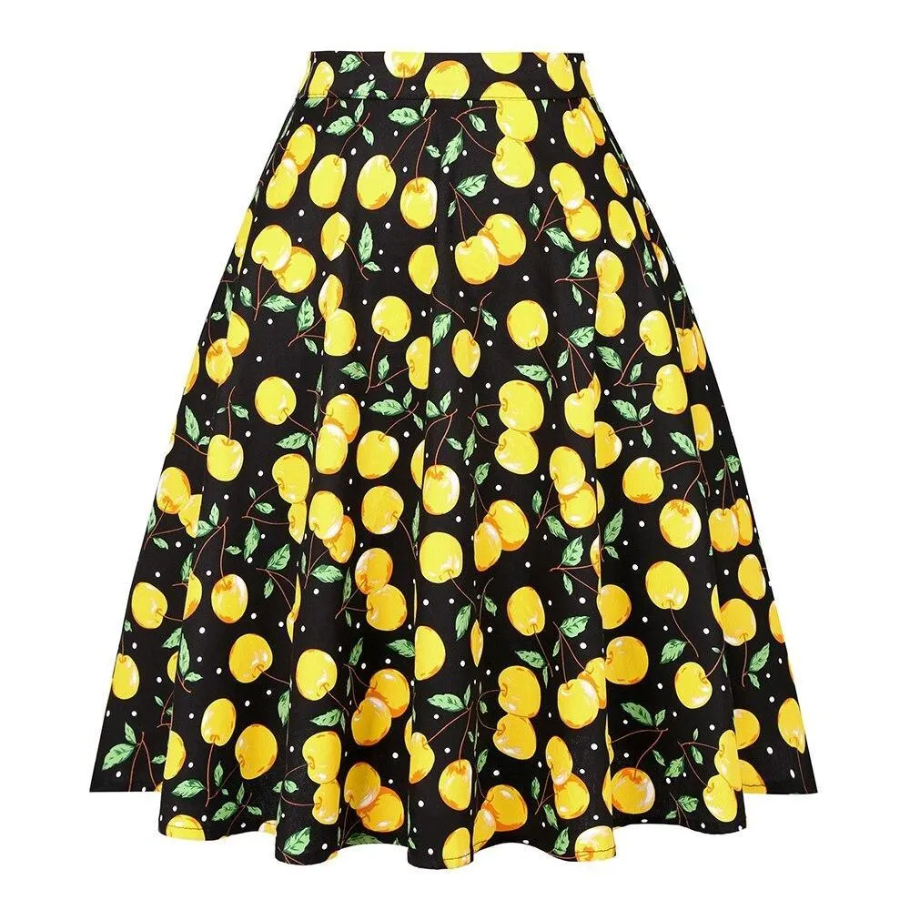 Daily Casual Cotton Midi Skirt Women Retro Vintage Sundress Spring Summer High Waist Office Korean School Cotton A-line Skirts