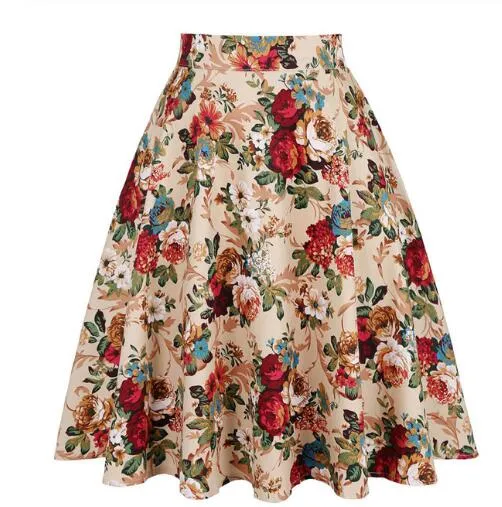 Daily Casual Cotton Midi Skirt Women Retro Vintage Sundress Spring Summer High Waist Office Korean School Cotton A-line Skirts