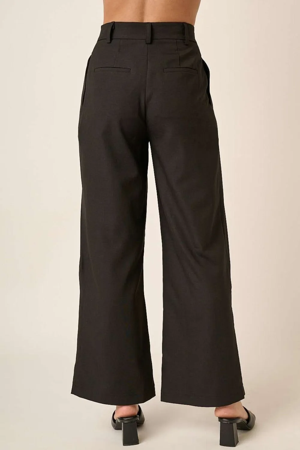 Deep Pleated High Waisted Wide Leg Resort Pants