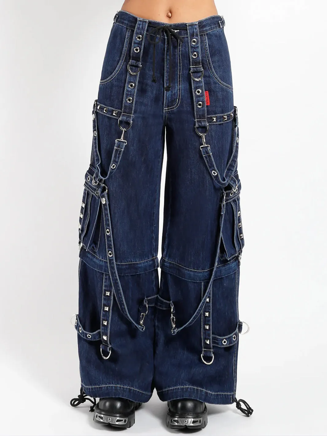 DENIM STRAP PANT - INDIGO