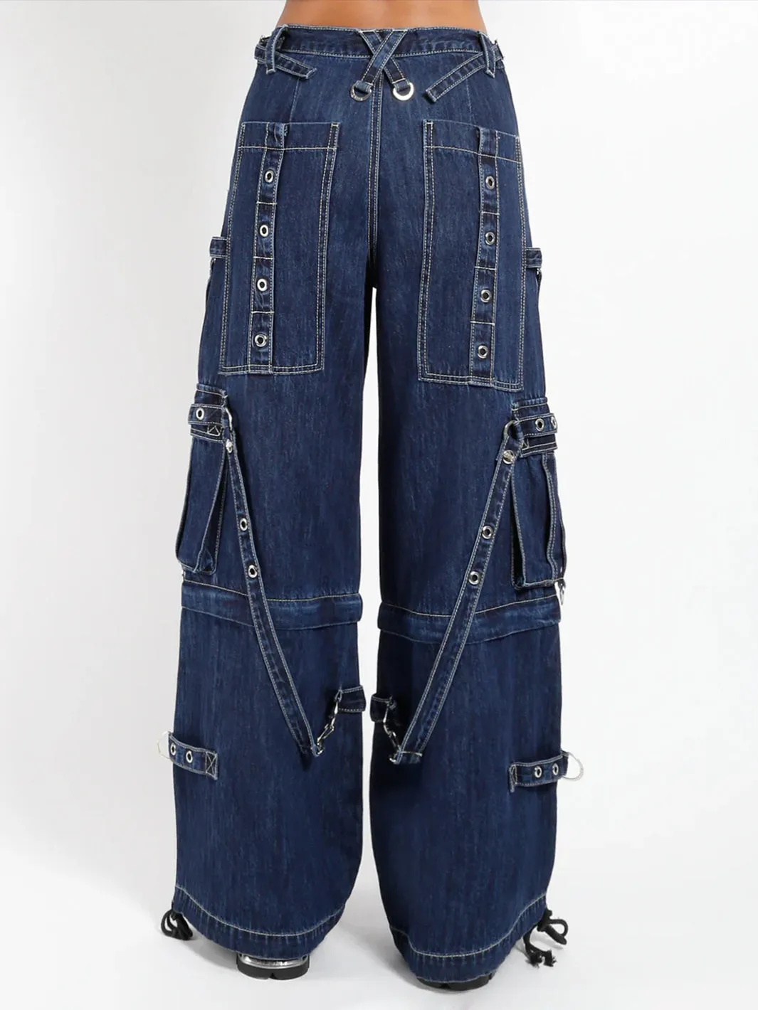 DENIM STRAP PANT - INDIGO