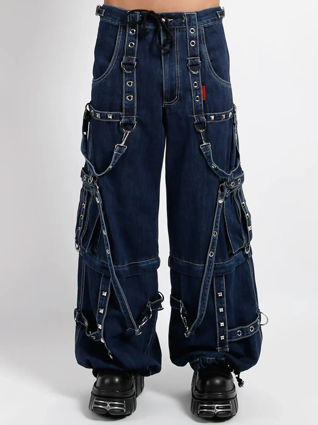 DENIM STRAP PANT - INDIGO