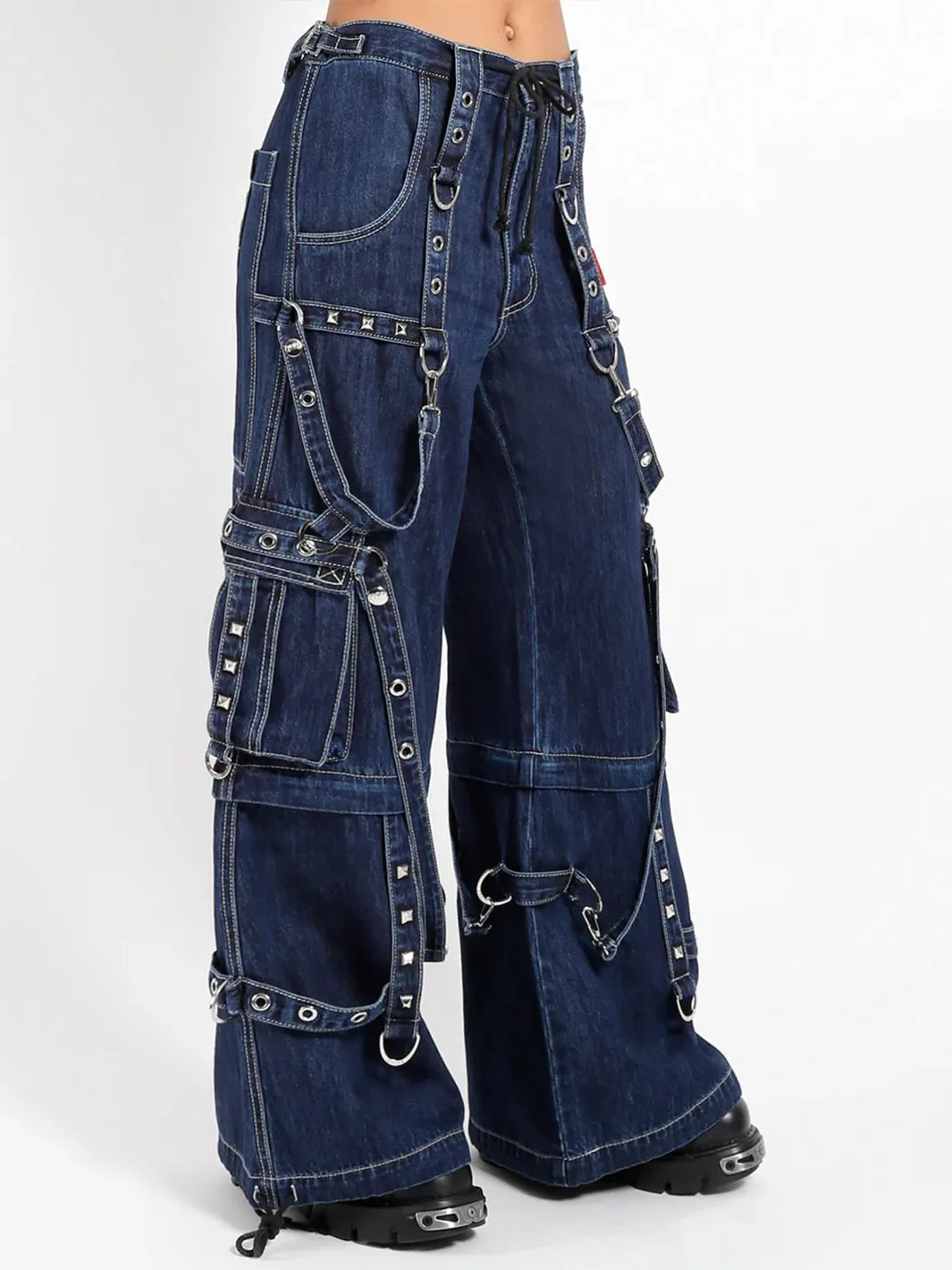 DENIM STRAP PANT - INDIGO