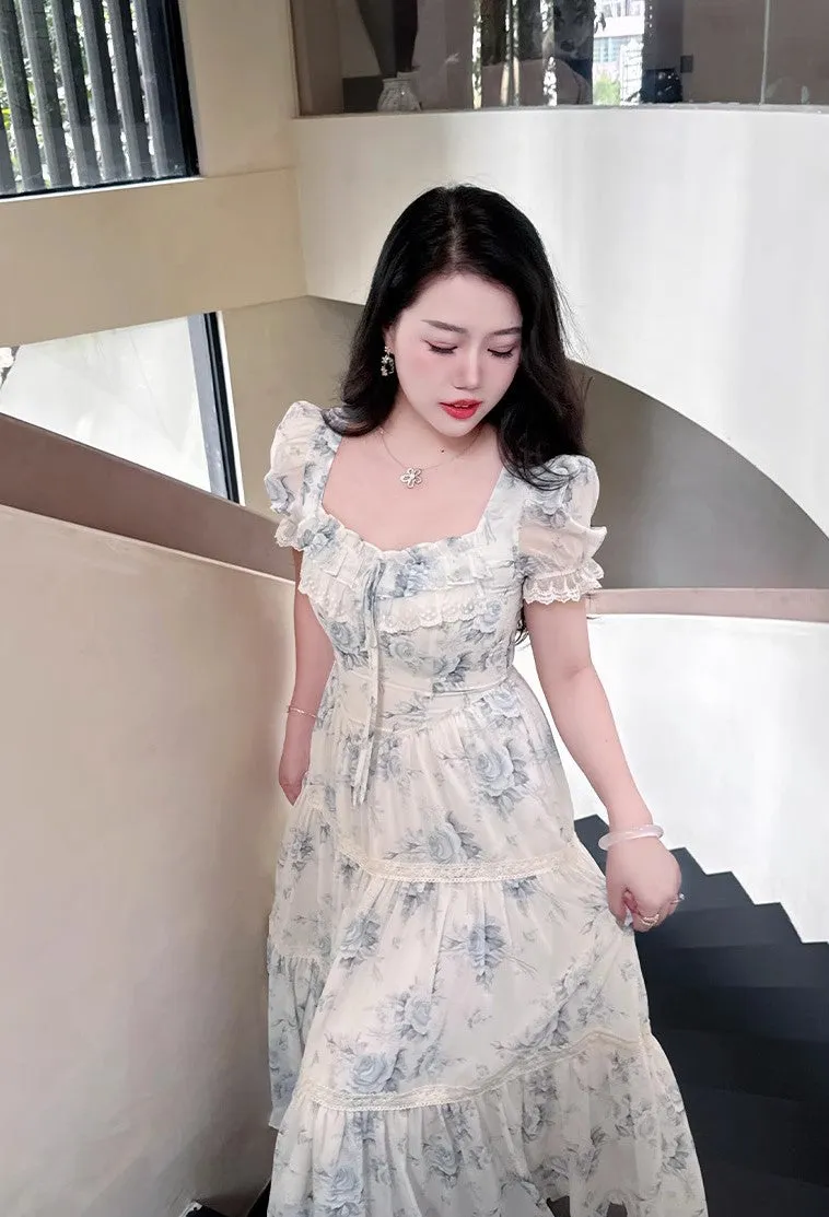 Dreamy Lace Panel Floral Dress [Plus Size]