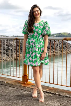 Emma Mini Dress | Green Floral