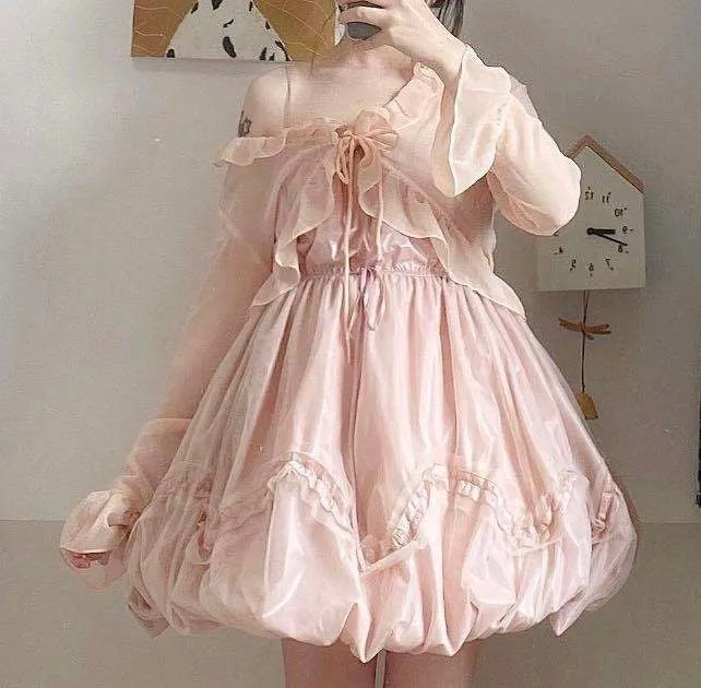 Escaped Bunny In Peach Flower Garden Dress (designer Arilf)