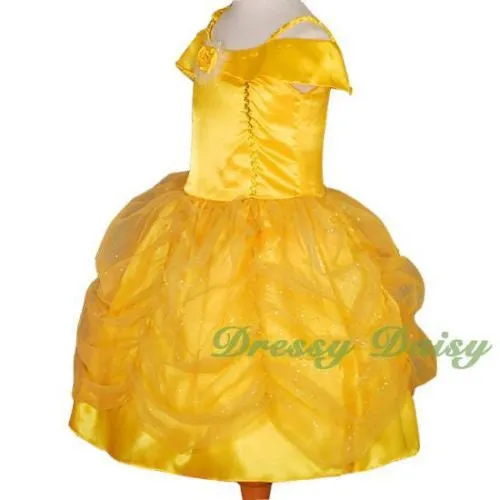 FC017 Girl Disney Belle Princess Halloween Costume Party Fancy Dress Up Size 2-8