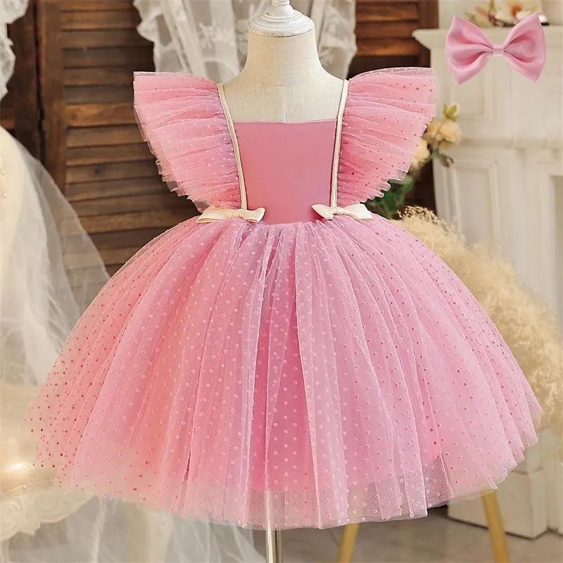 Flying Sleeves Dot Mesh Princess Dress Performance