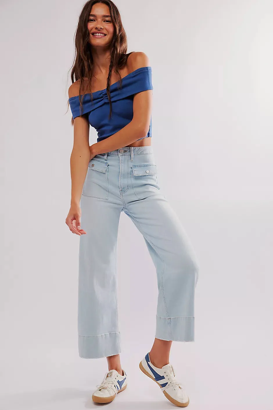 Frame 70's Patch Pocket Crop Straight