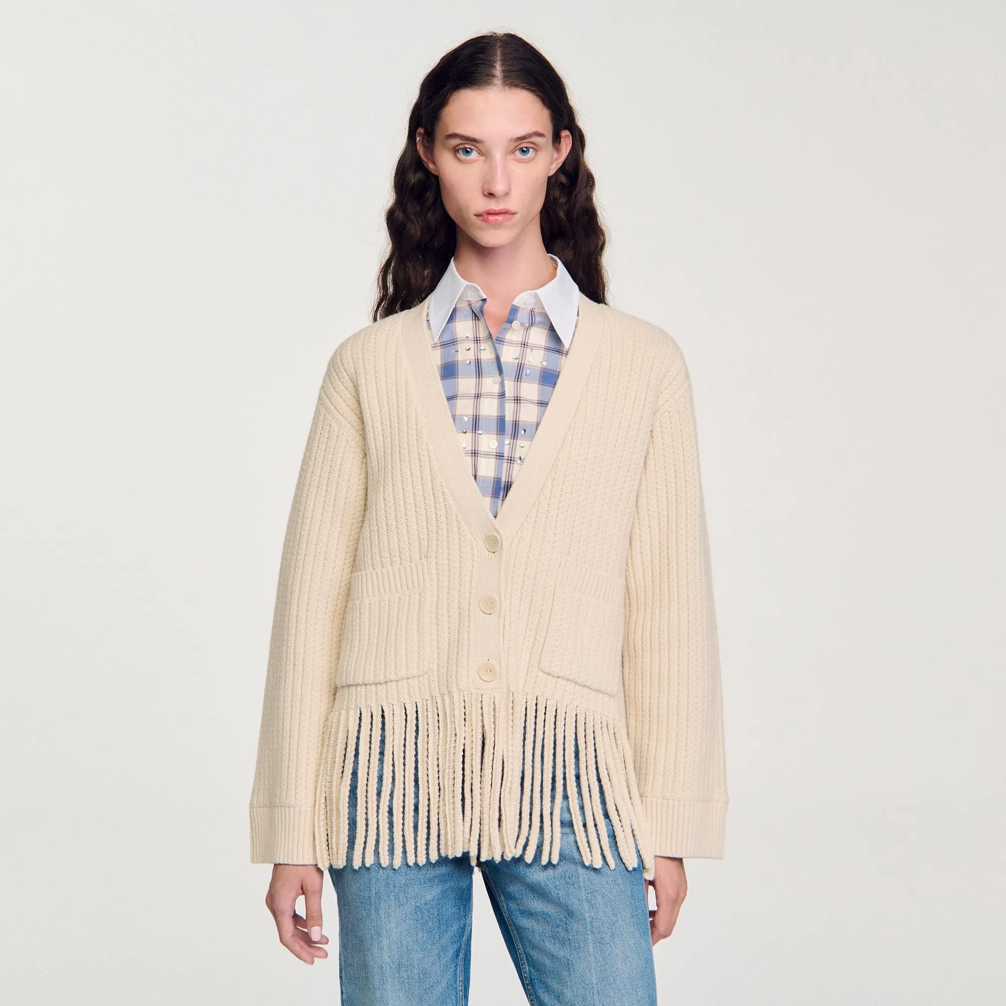 Fringed Knit Cardigan