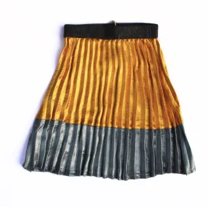 Girls Color Blocking Pleated Skirt