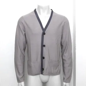 Grey Wool Buttoned Cardigan Knitwear Top