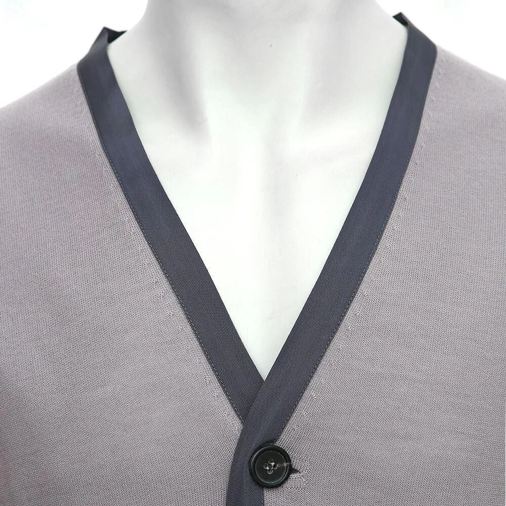 Grey Wool Buttoned Cardigan Knitwear Top