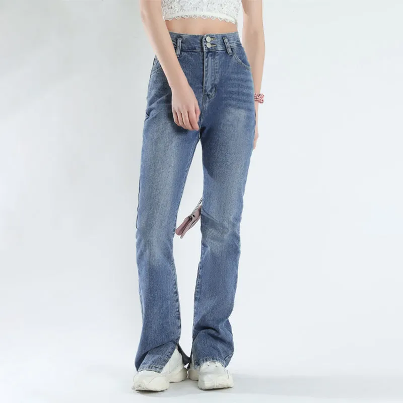 High waist Straight Cut with Split Flare Pants