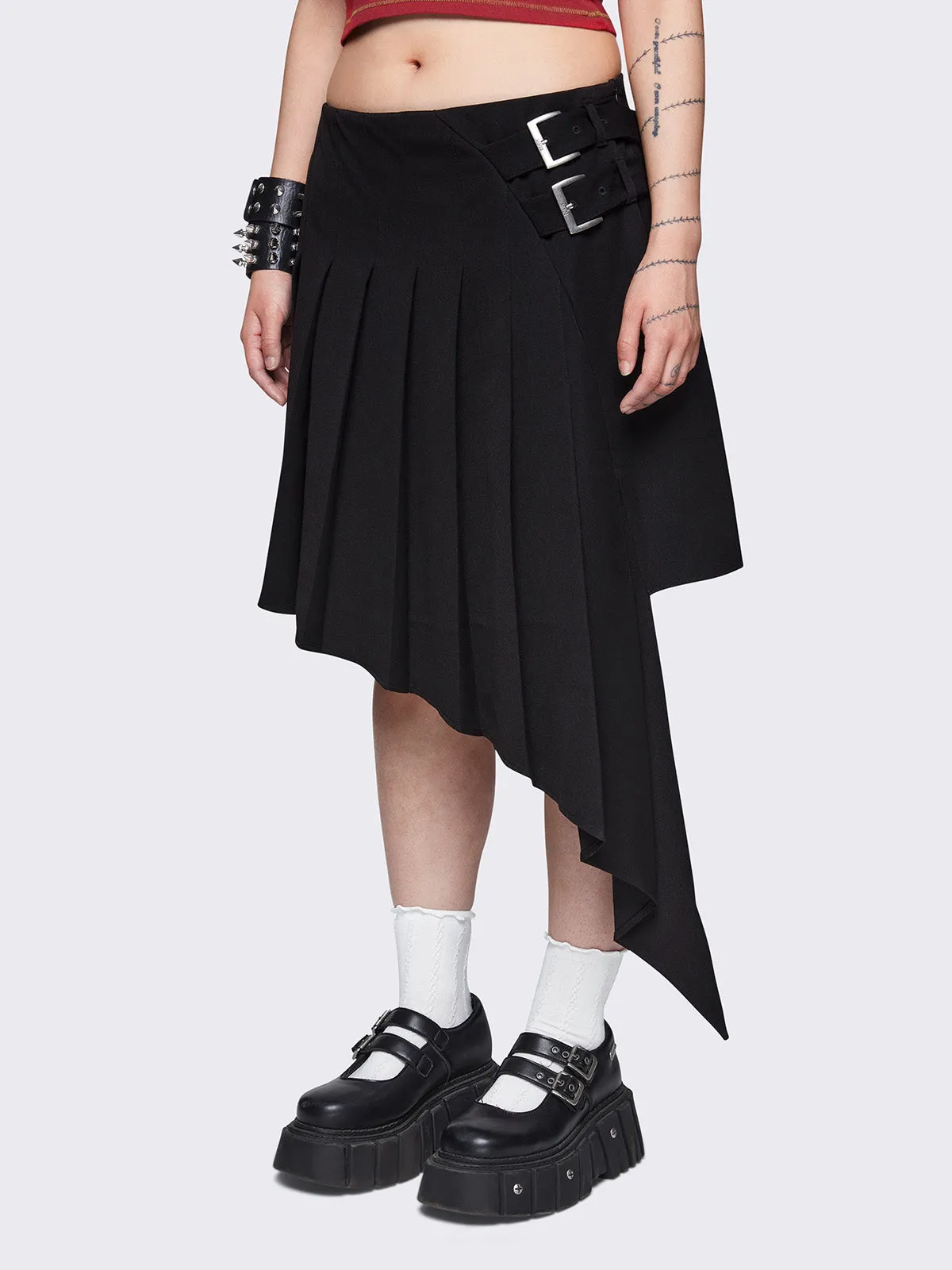 Kya Black Asymmetric Skirt