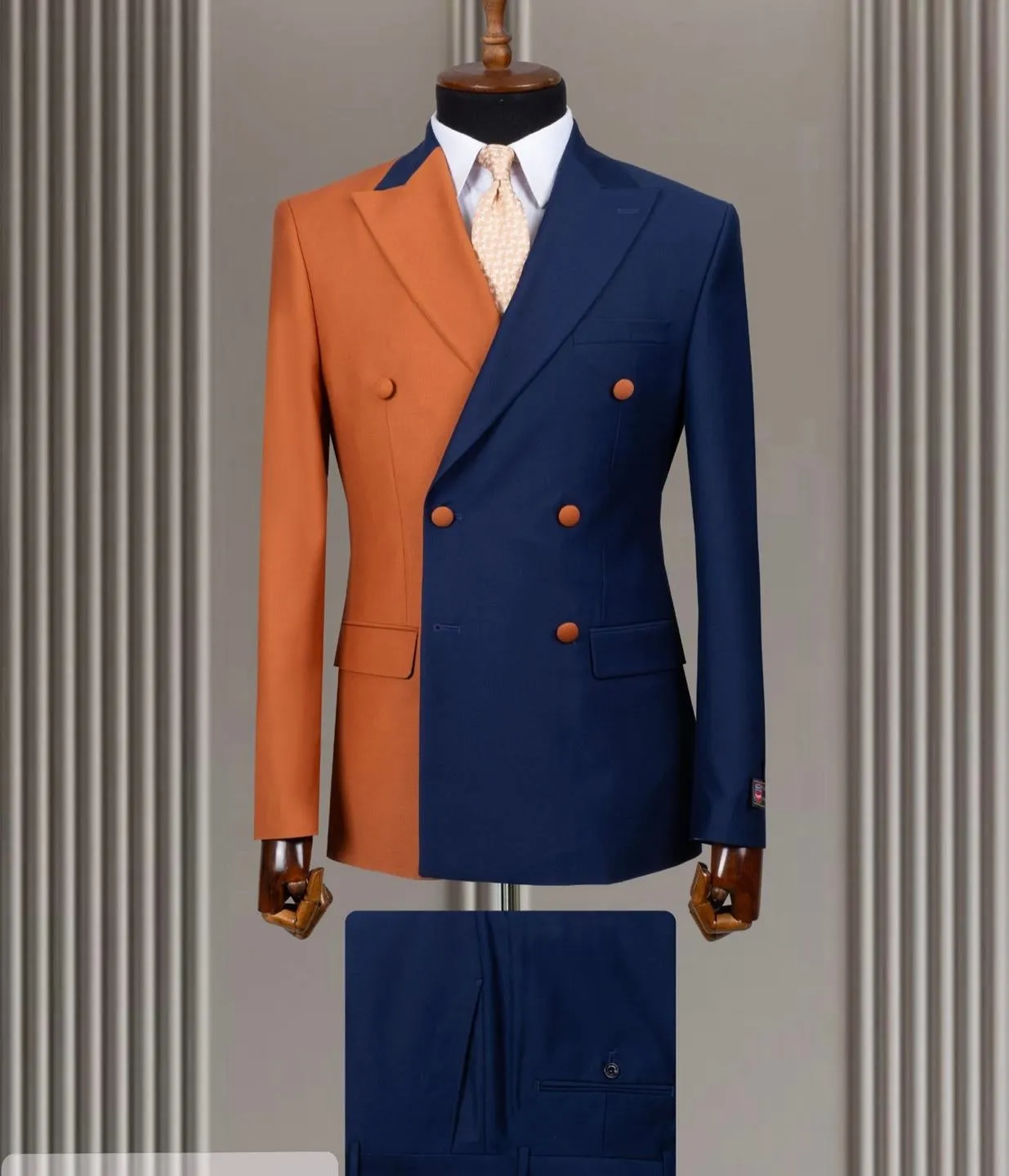 Marco Lorenzo Premium Fabric 2 tone Ultra Slim Fit Double Breast Suit