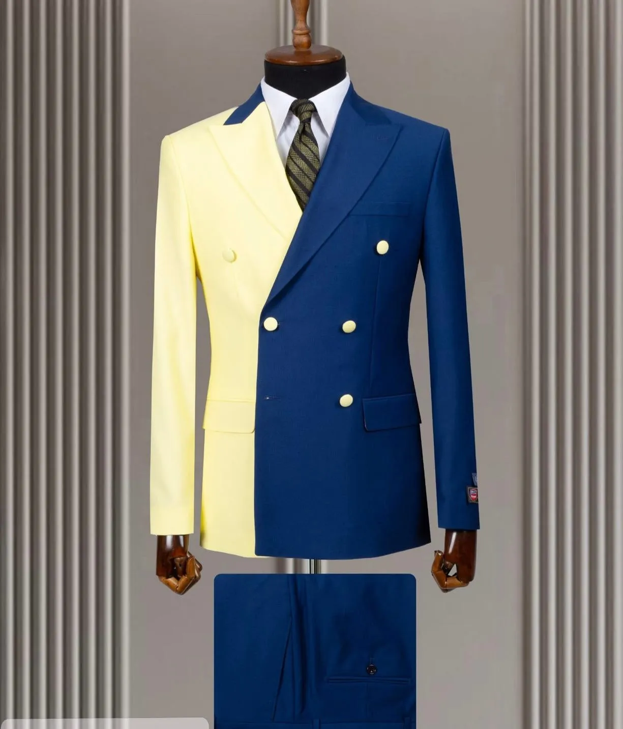 Marco Lorenzo Premium Fabric 2 tone Ultra Slim Fit Double Breast Suit