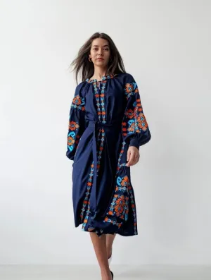 Navy Linen Dress “Zorya”