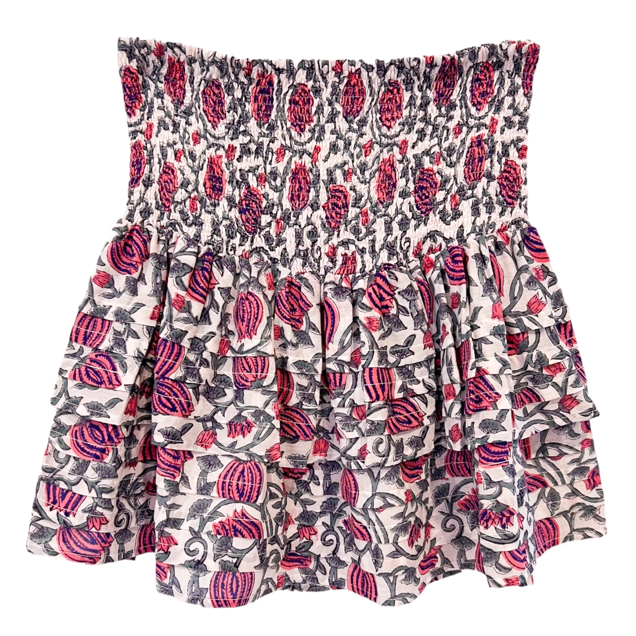 Pleated Smocked Mini Skirt - Cotton