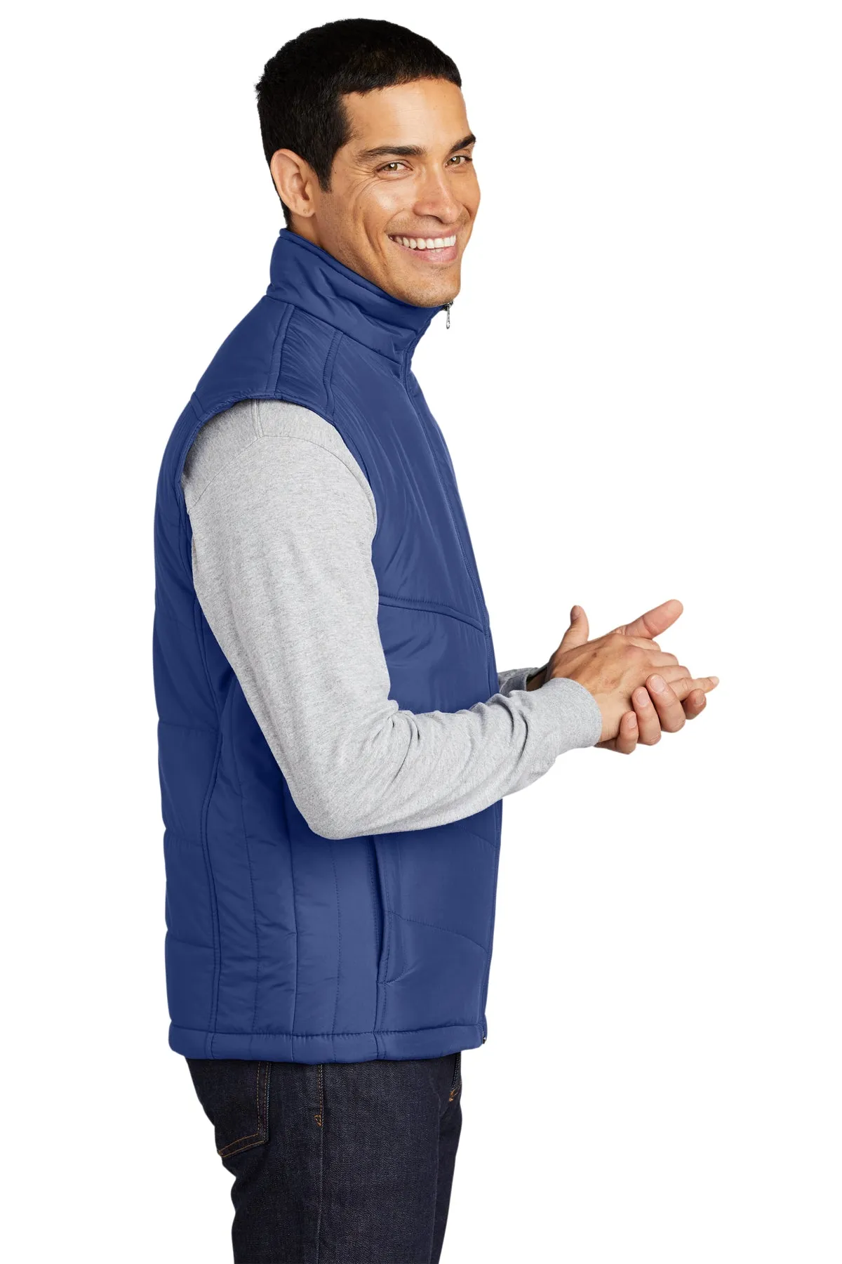 Port Authority Puffy Customized Vests, Mediterranean Blue/Black