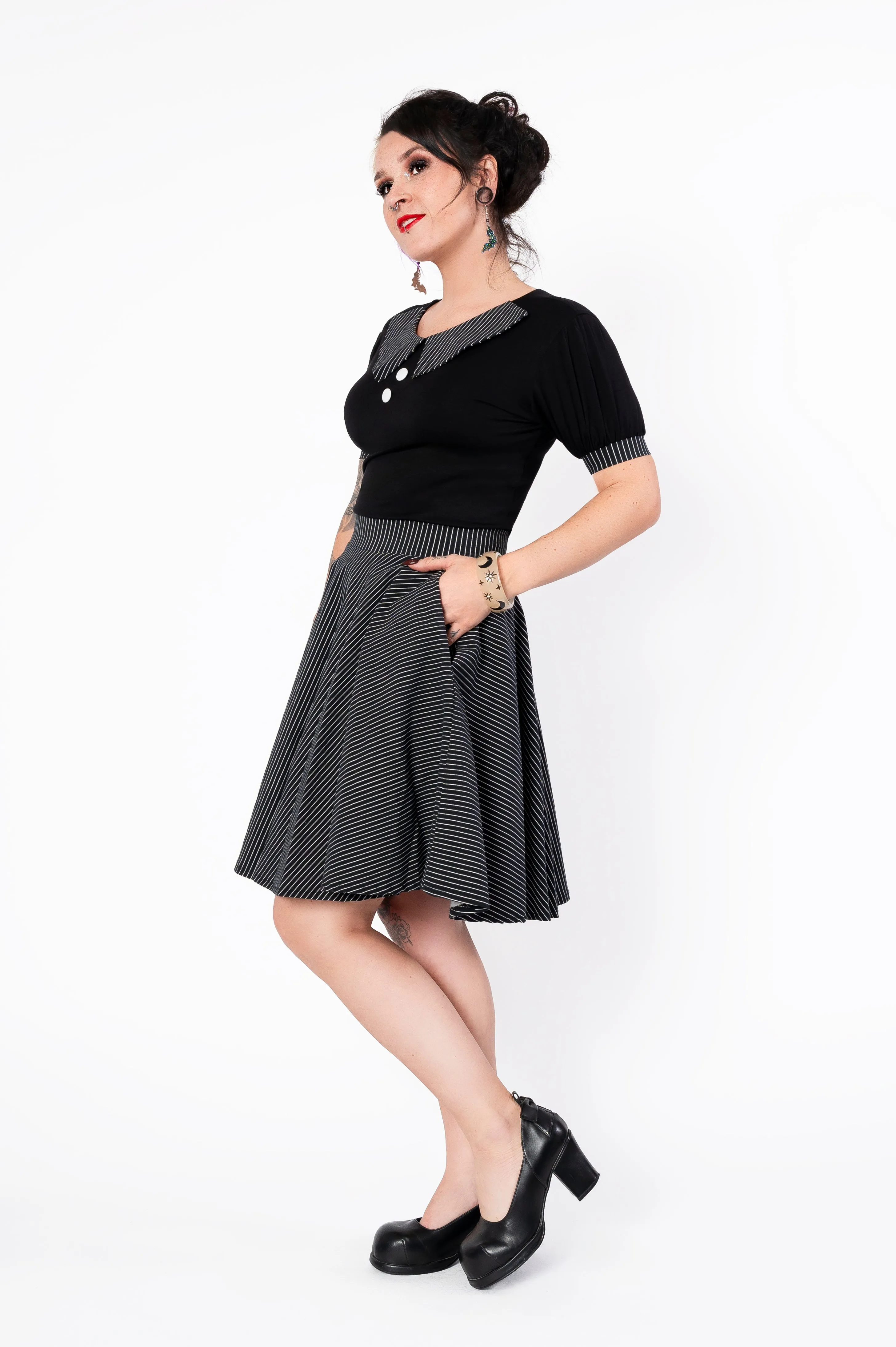 Sandy skirt - black/white pinstripe