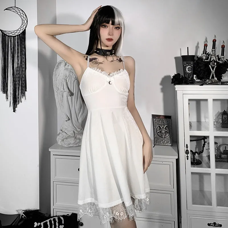 Sexy suspender dress women's chest and backless lace stitching new short dress