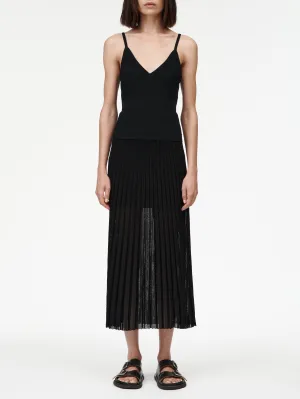 Sheer Pleat Skirt in Black