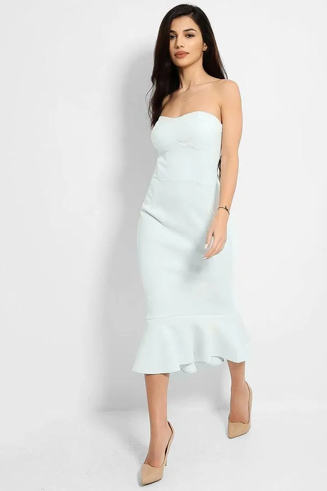 Sky Blue Bandeau Fishtail Lightweight Scuba Dress