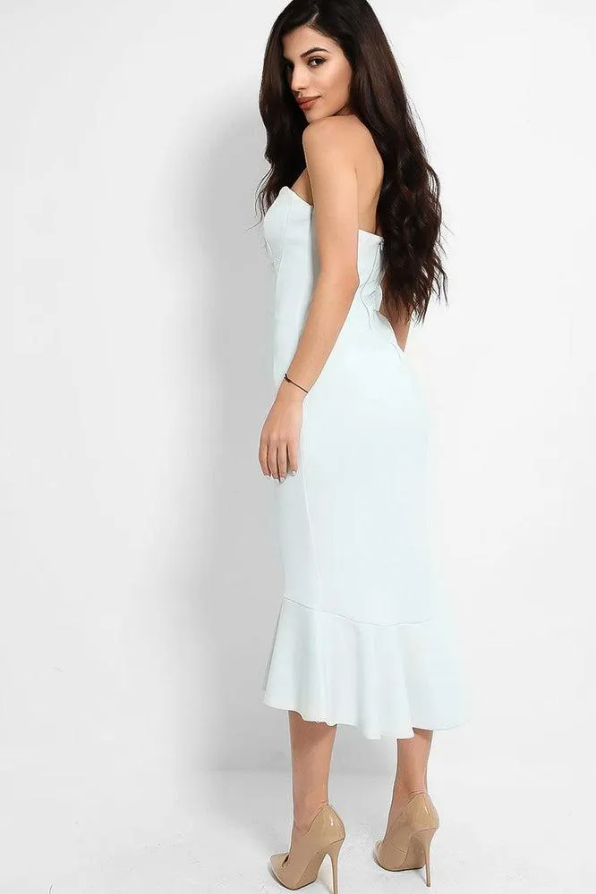 Sky Blue Bandeau Fishtail Lightweight Scuba Dress