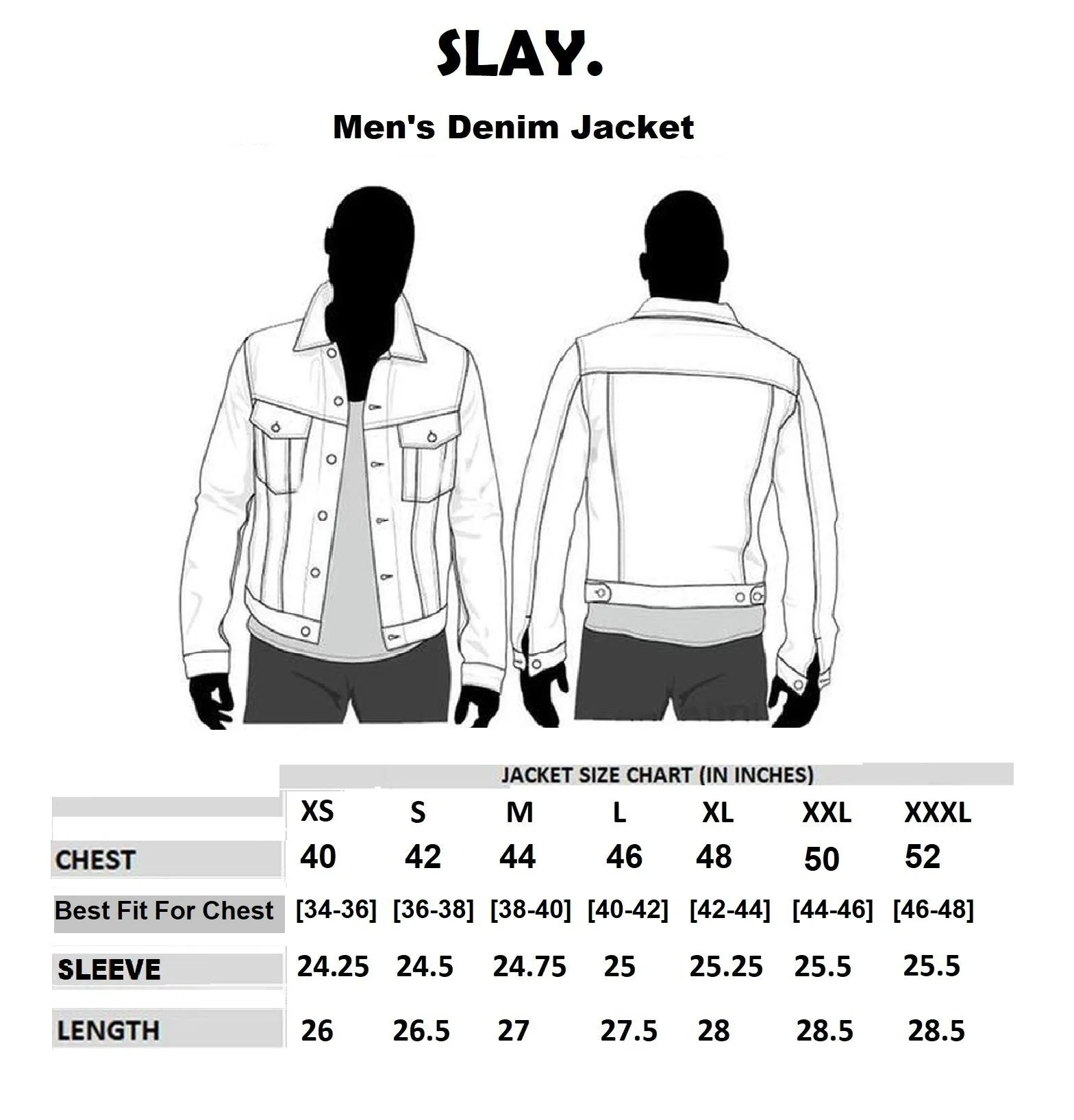 SLAY. Men's Black Contrast Stitch Denim Cotton Biker Jacket For Men