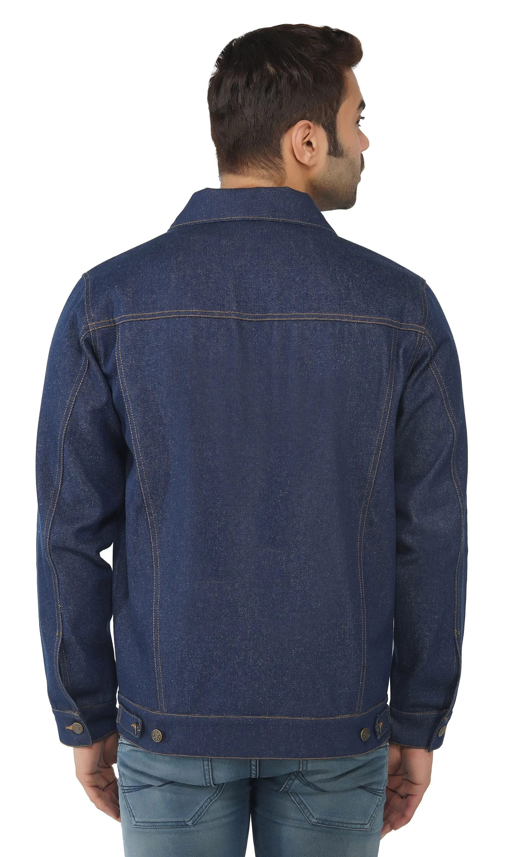 SLAY. Men's Denim Navy Blue Cotton Biker Denim Jacket