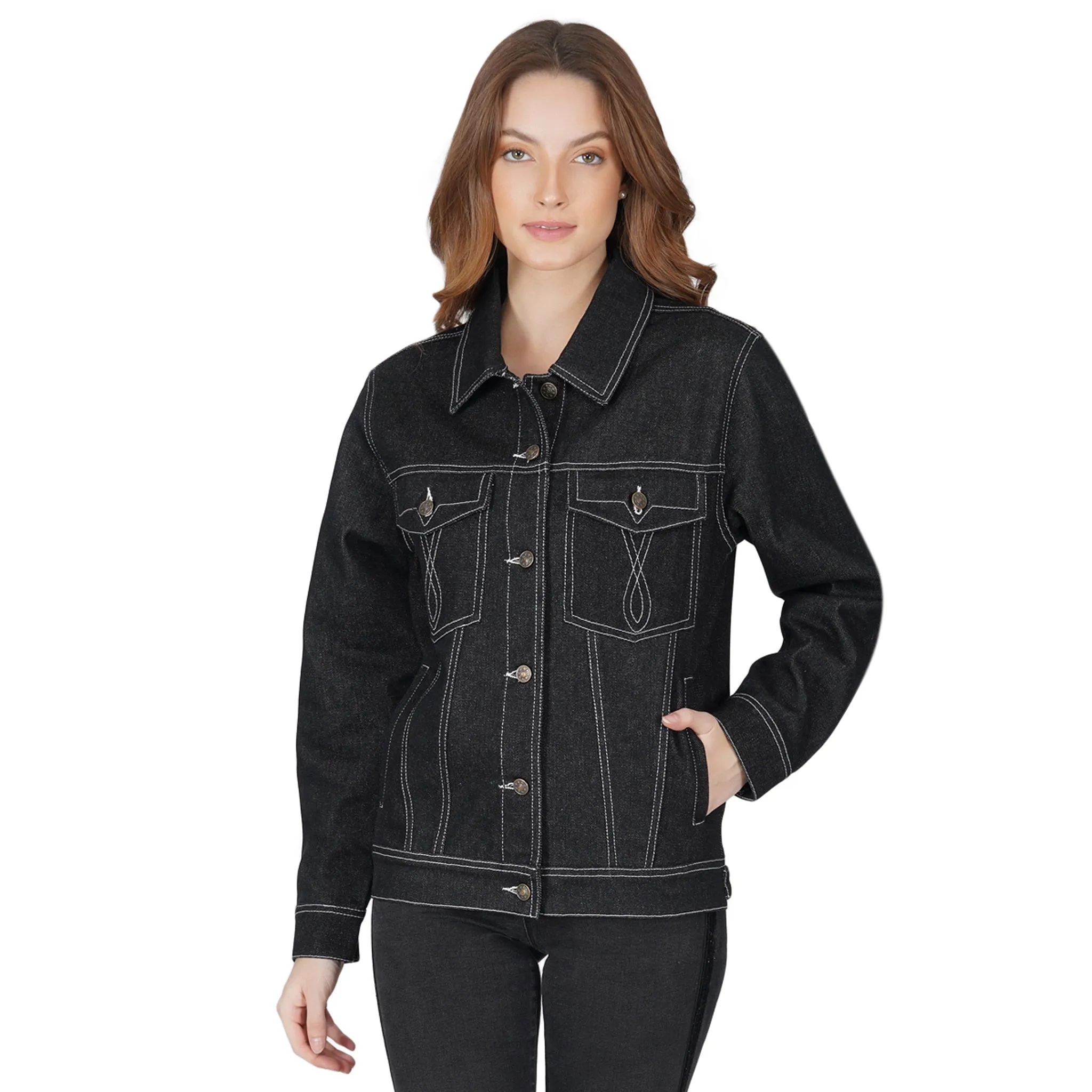 SLAY. Women's Black Denim Jacket