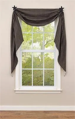 Sturbridge Black Lined Fishtail Swag Curtain