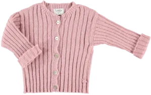 TOCOTO VINTAGE PINK RIBBED KNIT CARDIGAN