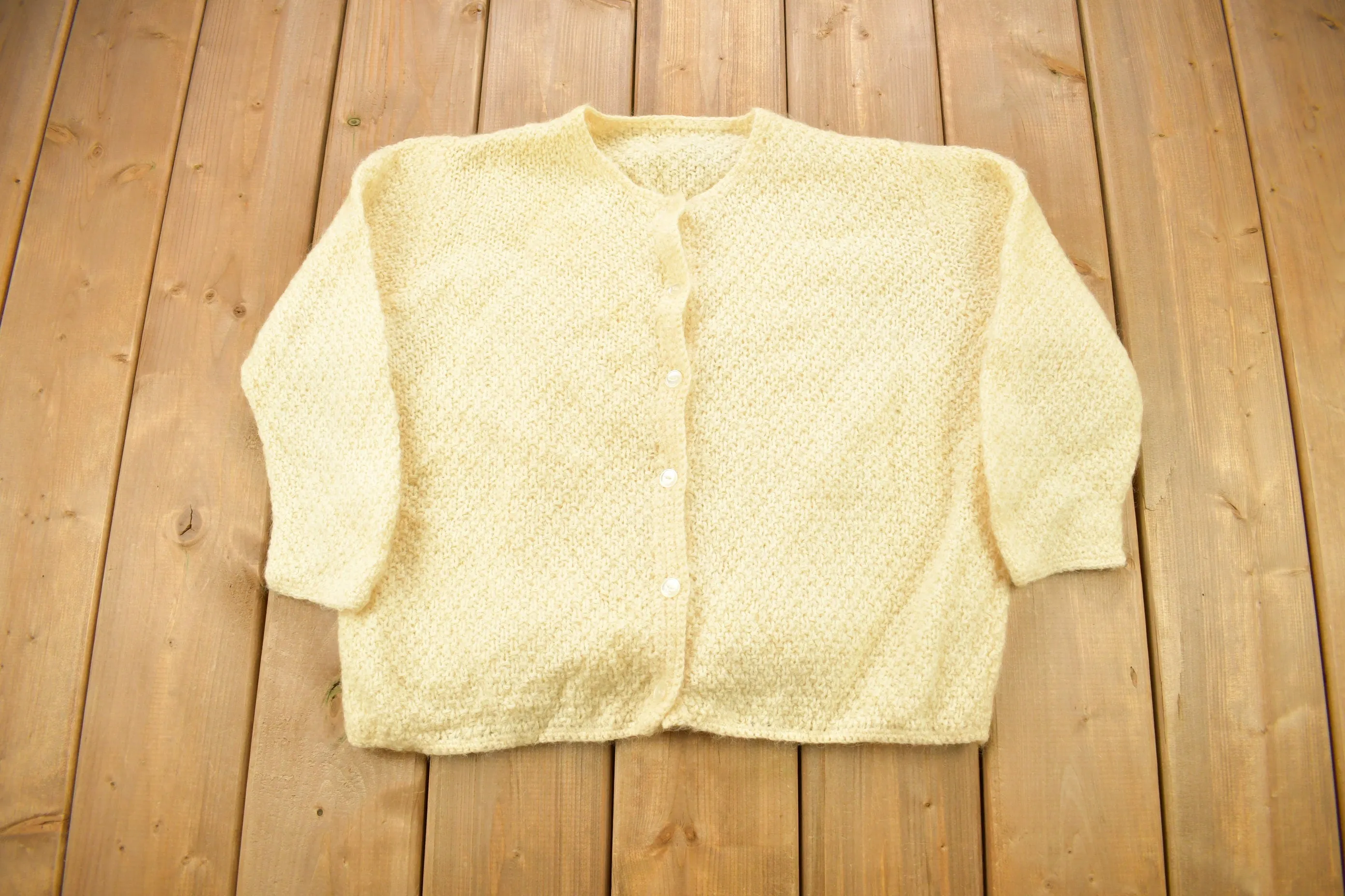 Vintage 1980s Blank Knitted Cardigan Sweater