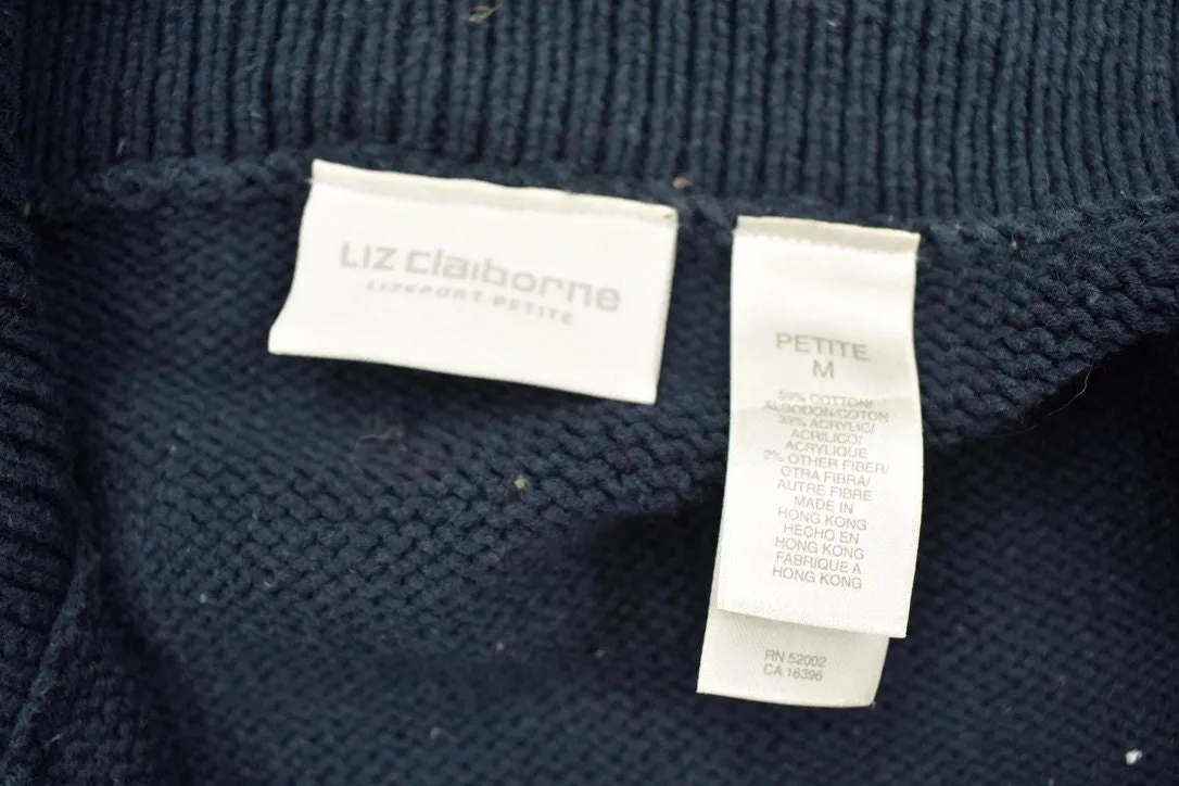 Vintage 1990s Liz Claiborne Knitted Zip Up Sweater