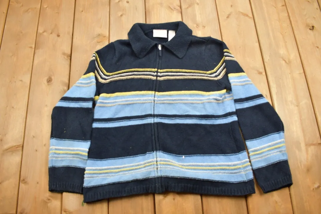 Vintage 1990s Liz Claiborne Knitted Zip Up Sweater