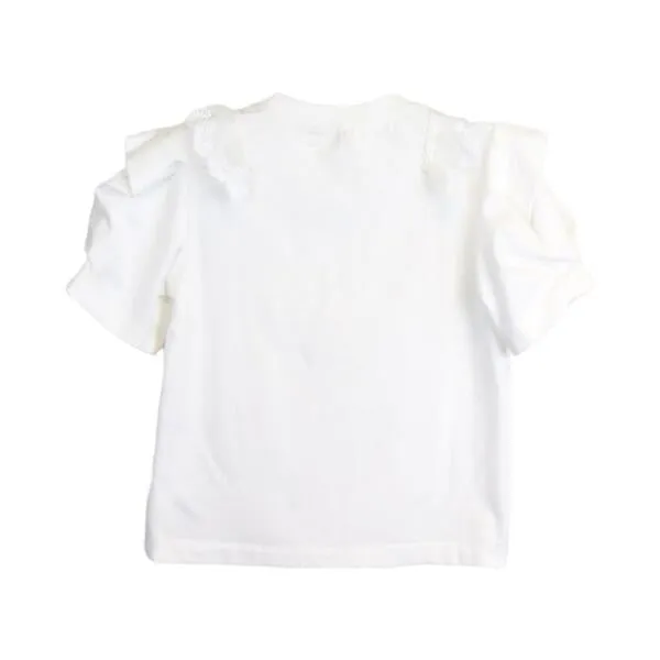 White Lace Trim Puff Sleeve Tee