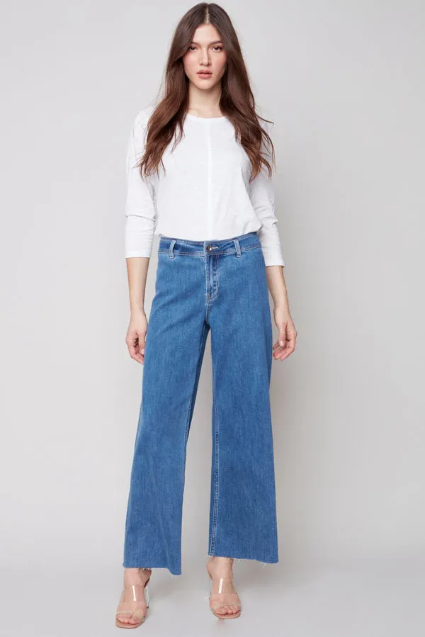 WIDE LEG JEANS WITH RAW HEM