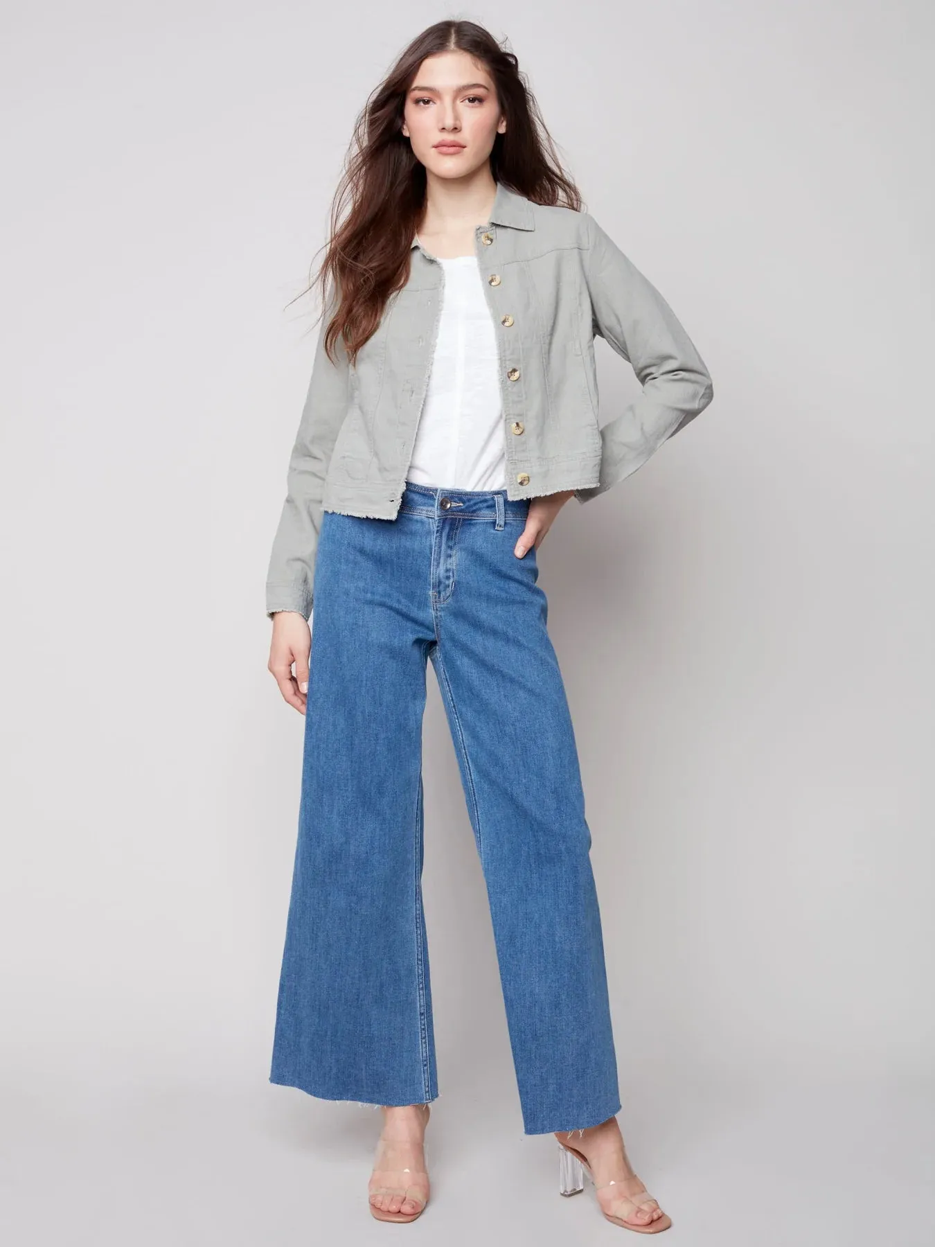 WIDE LEG JEANS WITH RAW HEM