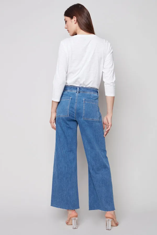 WIDE LEG JEANS WITH RAW HEM