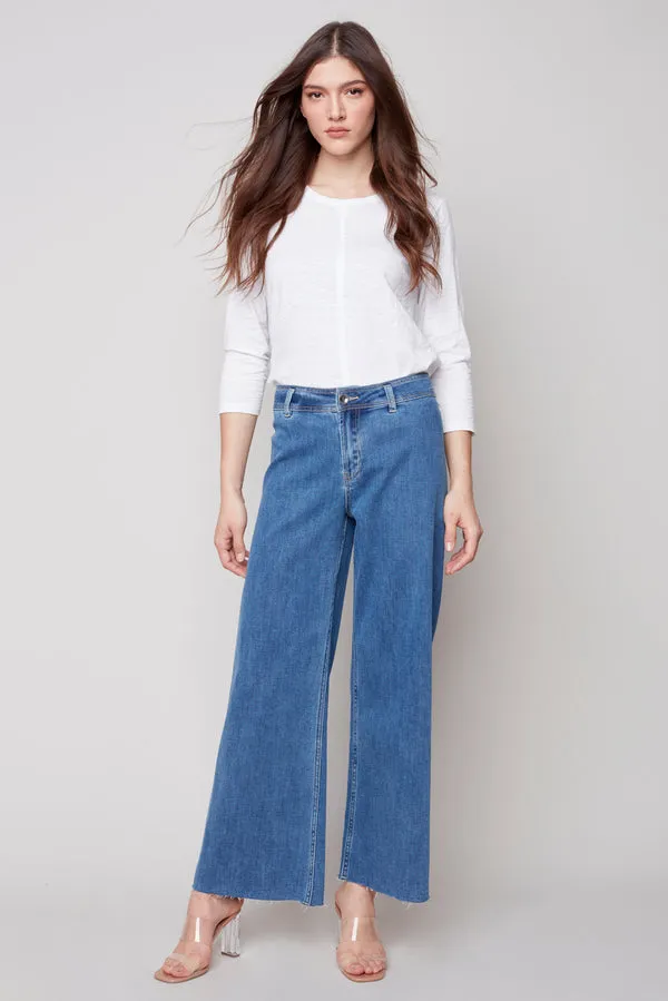 WIDE LEG JEANS WITH RAW HEM